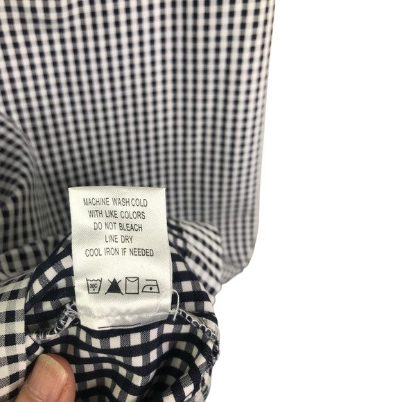 Tyler Boe Women's Off The Shoulder Blouse 3/4 Sleeves White Gingham Cotton XS - Picture 10 of 11